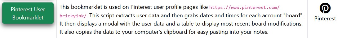 Pinterest User ID Bookmarklet