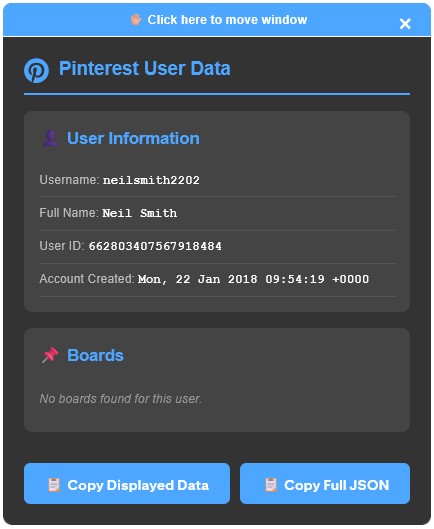 Pinterest User ID Bookmarklet