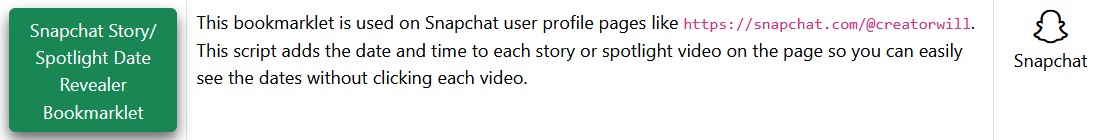 Snapchat Story / Spotlight Date Revealer Bookmarklet